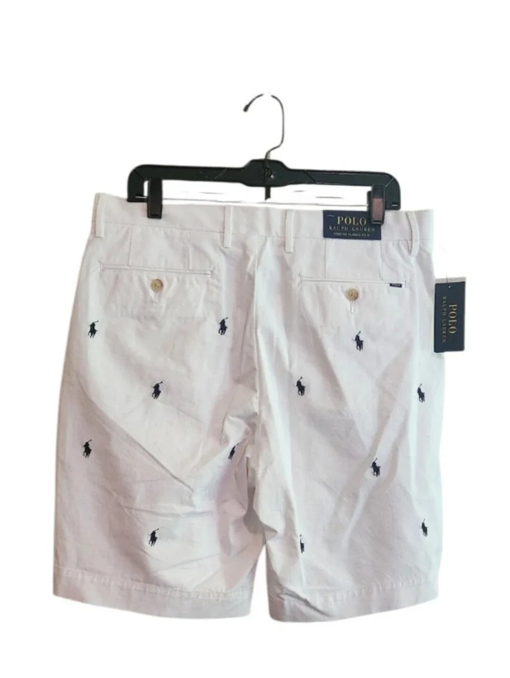 NWT Polo Ralph Lauren White Shorts with Navy Embroidered Polo Players